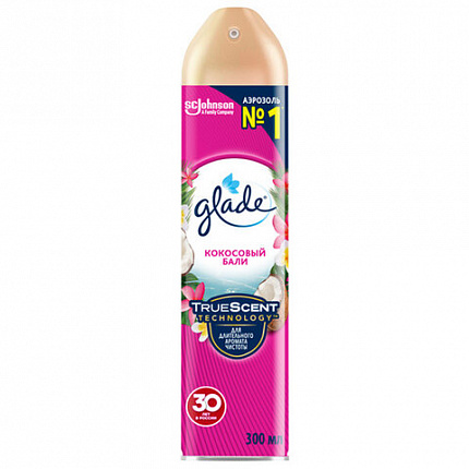 Освежитель воздуха аэрозольный 300 мл, GLADE "Кокосовый Бали", 864981
