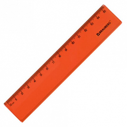 Линейка пластиковая 15 см BRAUBERG "FRUITY", тонированная, ассорти, 210765