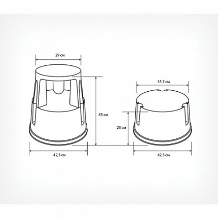 Стремянка-табурет передвижная, 2 ступени, на колесах (под нагрузкой статична), 43 см, пластик, до 150 кг, 640104