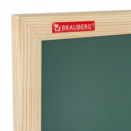Доска для мела магнитная 45х60 см, зеленая, деревянная рамка, BRAUBERG "Wood", 238798