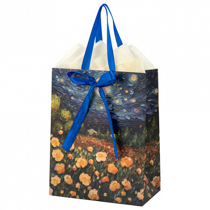 Пакет подарочный (1 штука) 18х10х23 см (M), "3D Flowers", ассорти, с тишью, ЗОЛОТАЯ СКАЗКА, 700809