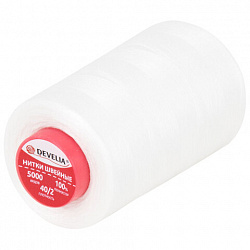 Нитки швейные 40/2 5000 ярд. (4572 м), Набор 4 белых, DEVELIA (Девелиа), 665427