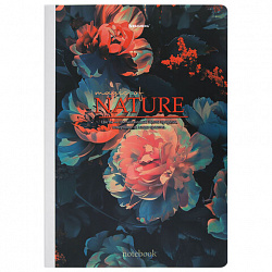 Тетрадь А4 96 л. BRAUBERG, на сшивке с корешком, клетка, обложка картон, "Flowers", 405286