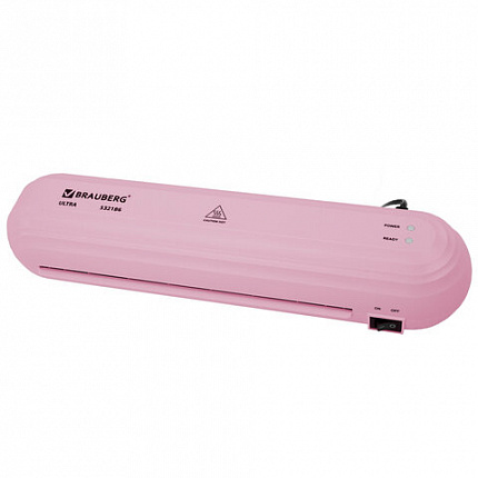 Ламинатор BRAUBERG ULTRA PM235P, РОЗОВЫЙ, формат A4, толщина пленки 60-150 мкм, скорость 30 см/мин, 532186