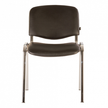 Стул для персонала и посетителей BRABIX "Iso CF-001", хромированный каркас, кожзам черный, 531424