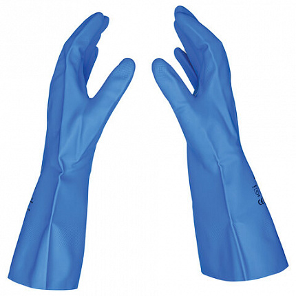 Перчатки нитриловые SCAFFA "Практик", хлопчатобумажное напыление, КЩС-1, размер 10, XL (очень большой), синие, 00-01017723