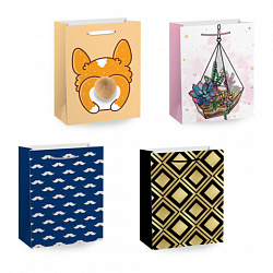 Пакет подарочный (1 штука) 11х6х15 см (S), "Collection Small", ассорти, глиттер, фольга, пушистый хвостик, ЗОЛОТАЯ СКАЗКА, 700803