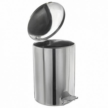 Ведро мусорное с педалью 20 литров, УСИЛЕННОЕ, кольцо под мешок, хром, нержавеющая сталь, ТИТАН