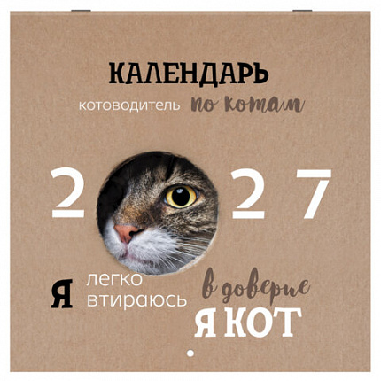 Календарь настенный перекидной 2027г, BRAUBERG, 12 листов, 28,5х28,5см, "Смешные котики", 118430