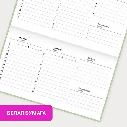 Еженедельник недатированный с резинкой 171х93 мм, BRAUBERG, твердый, 64 л., "Minimal", зеленый, 116314