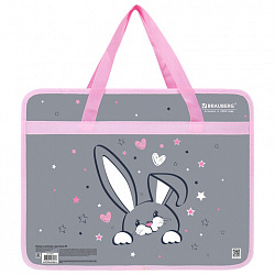 Папка на молнии с ручками BRAUBERG А4, 1 отделение, пластик, 80 мм, "Curious bunny", 272164