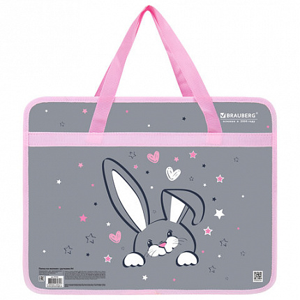 Папка на молнии с ручками BRAUBERG А4, 1 отделение, пластик, 80 мм, "Curious bunny", 272164