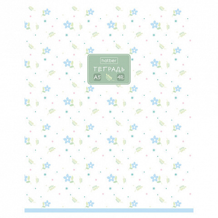 Тетрадь А5 48 л., HATBER, скоба, клетка, обложка картон, тиснение, Цветочный орнамент (микс), 092867, 48Т5тВ1