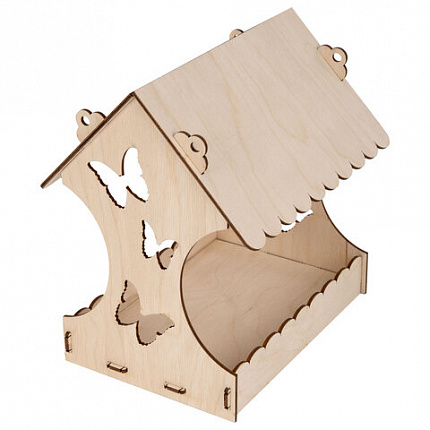 Конструктор-кормушка для птиц "Бабочки", сборная модель 24х21х18 см, фанера, BAMBOX (БАМБОКС), 666179