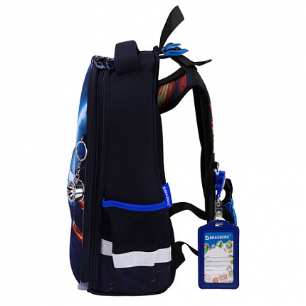 Ранец BRAUBERG PREMIUM, 2 отделения, с брелком, "Risky ride", 3D-панель, 38х29х16 см, 274394