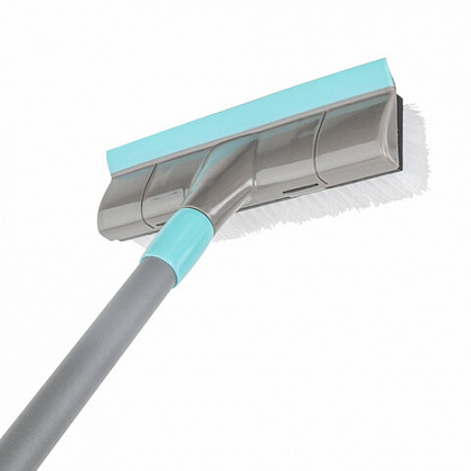 Швабра со щеткой-шробер + водосгон, универсальная для сухой и влажной уборки, черенок 130см, ширина 27см, щетина 3,5см, LAIMA HOME, 606806