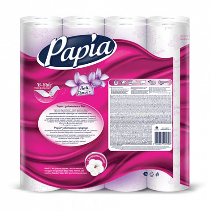 Бумага туалетная быт., спайка 32 шт., 3-слойная (32х16,5 м), PAPIA,аромат Балийский ц, 5080740