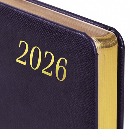 Ежедневник датированный 2026 А5 138x213 мм, BRAUBERG "Iguana", под кожу, темно-фиолетовый, 117059