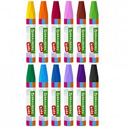 Восковые мелки утолщенные BRAUBERG KIDS, НАБОР 12 цветов, на масляной основе, яркие цвета, 271693