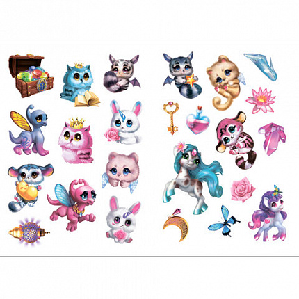 Раскраска с наклейками АССОРТИ "Волшебные питомцы", 29,5х21 см, 3+, МС