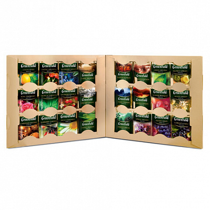 Чай GREENFIELD "Premium Tea Collecton" ассорти 24 вкусов, НАБОР 96 пакетиков, 1970-08