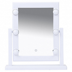 Зеркало для макияжа гримерное, 6 LED-ламп, 3 режима свечения, размер 21х29 см, работа от USB или 4хAA, цвет белый, WBZ (ВБЗ), 609334