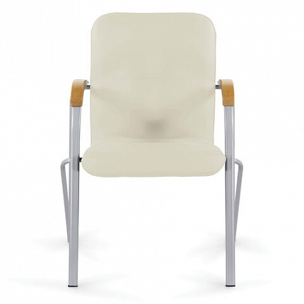 Кресло BRABIX "Samba CF-104", серый каркас, накладки "бук", кожзам бежевый, собрано, 532760