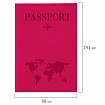 Обложка для паспорта "Passport map", экокожа soft-touch, малиновая, STAFF, 238761