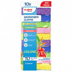 Салфетки из МИКРОФИБРЫ 30х30 см MULTI COLOUR, big pack, КОМПЛЕКТ 10 шт., 180 г/м2, LAIMA HOME, 607794