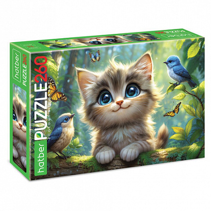 Пазл картонный "КОШАЧЬИ ЗАБАВЫ" 260 элементов АССОРТИ, 220х330 мм, HATBER