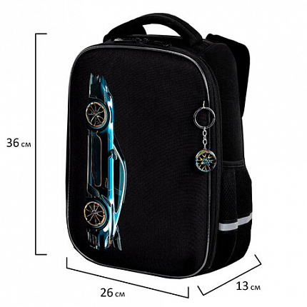 Ранец BRAUBERG LIGHT, 1 отделение, с брелком, Vertical car, 36х26х13 см, 273110