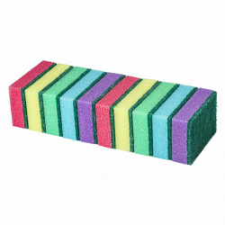 Губки для посуды 8х5,3х2,6 см, КОМПЛЕКТ 10 шт., STANDART, поролон с абразивным слоем, LAIMA К002, 601551