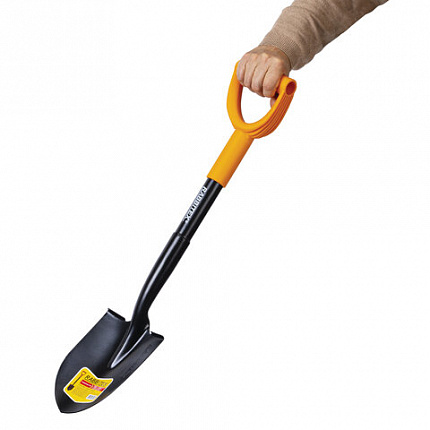 Лопата для авто и туризма, штыковая 15х20 см, ОБЩАЯ ДЛИНА 70 см, черенок сталь, V-ручка, RABBITEX (РАББИТЕКС) "STRONG METAL", 700483