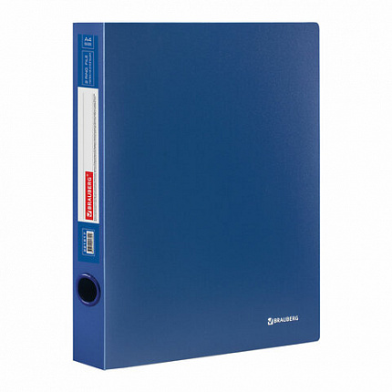 Папка на 2 кольцах BRAUBERG "Стандарт", 40 мм, синяя, до 300 листов, 0,9 мм, 221617