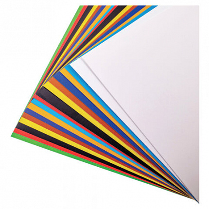 Набор картона и бумаги A4, мелованные 18 л. (8 цвет. картона + 8 цвет. бумаги + 2 белого картона) в папке, HATBER, 200х290, "Утята", 079824, 18НКБ4_28676