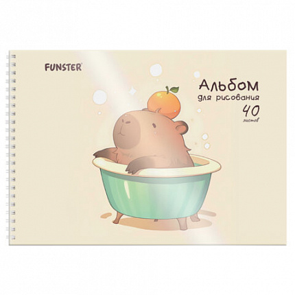Альбом для рисования, пластиковая обложка, А4 40 л., гребень, FUNSTER (ФАНСТЕР), 210х297 мм, АССОРТИ (8 видов), 107684