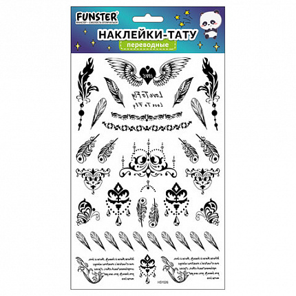 Наклейки-тату переводные "Ассорти", 29х15,5 см, ассорти 12 видов, FUNSTER (ФАНСТЕР), 666106