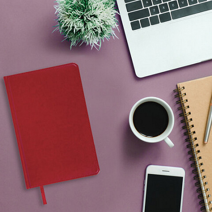 Ежедневник недатированный А5 138х213 мм BRAUBERG "Rainbow" под кожу, 136 л., красный, 111667