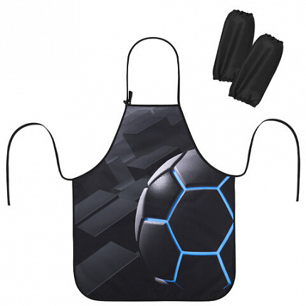 Фартук с нарукавниками для уроков труда ЮНЛАНДИЯ, регулировка по росту, 46х54 см, Soccer ball, 273765