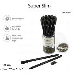 Ручка гелевая BRUNO VISCONTI "Super Slim Black", ЧЕРНАЯ, узел 0,28 мм, линия 0,2 мм, 20-0397