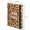 Ежедневник датированный 2026 с резинкой 145х203 мм, А5, BRAUBERG, твердый, фольга, "Леопард", 117334