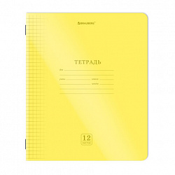 Тетрадь пластиковая обложка (НЕОН) 12 листов, клетка, BRAUBERG "Smart Cover", АССОРТИ (микс в спайке), 405025