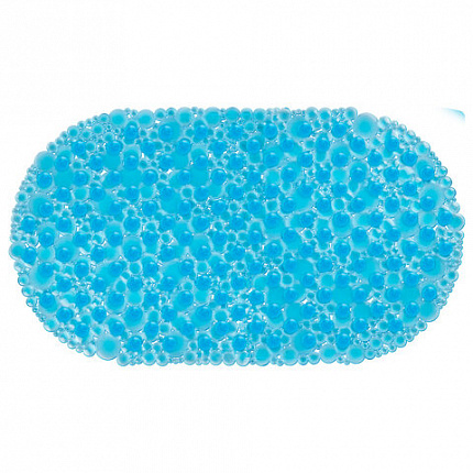 Коврик для ванны противоскользящий 68х37 см, "Пузыри", овальный, прозрачно-голубой, ПВХ, PRIMILA (ПРИМИЛА), 700381