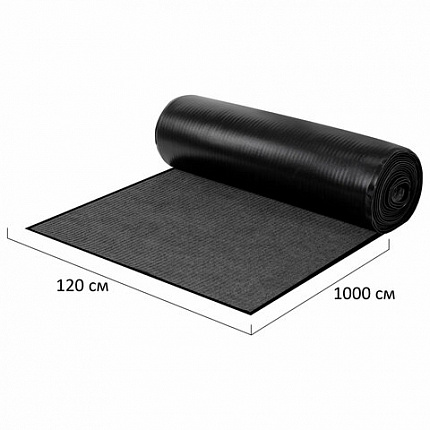 Коврик ДОРОЖКА 1,2х10 м, СЕРЫЙ, влаго-грязезащита, 430 г/м2, ребристая, LAIMA EXPERT, 701046