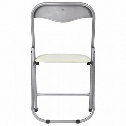 Стул складной для дома и офиса РС04, серебристый каркас, кожзам бежевый