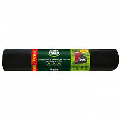 Мешки для мусора 200 л, XXXL, суперпрочные, черные, 34 мкм, 10 шт., MASTER FRESH