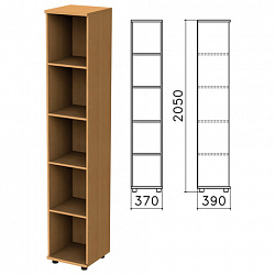 Шкаф (стеллаж) "Монолит", 370х390х2050 мм, 4 полки, цвет бук бавария, КМ45.1