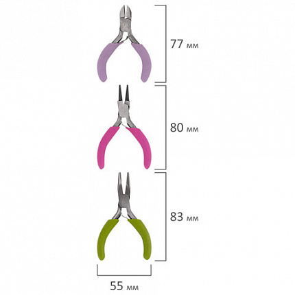 Набор инструментов (круглогубцы, плоскогубцы, бокорезы), 8 см, ОСТРОВ СОКРОВИЩ, 662782