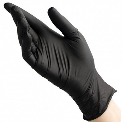 Перчатки нитриловые смотровые 50 пар (100 штук), размер 8-9, L (большой), черные, BENOVY Nitrile Chlorinated