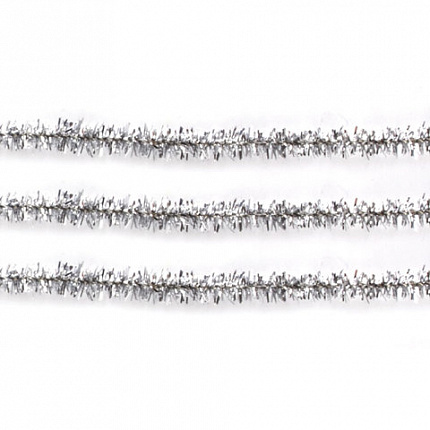 Проволока синельная для творчества "Блестящая", серебряная, 30 шт., 0,6х30 см, ОСТРОВ СОКРОВИЩ, 661544